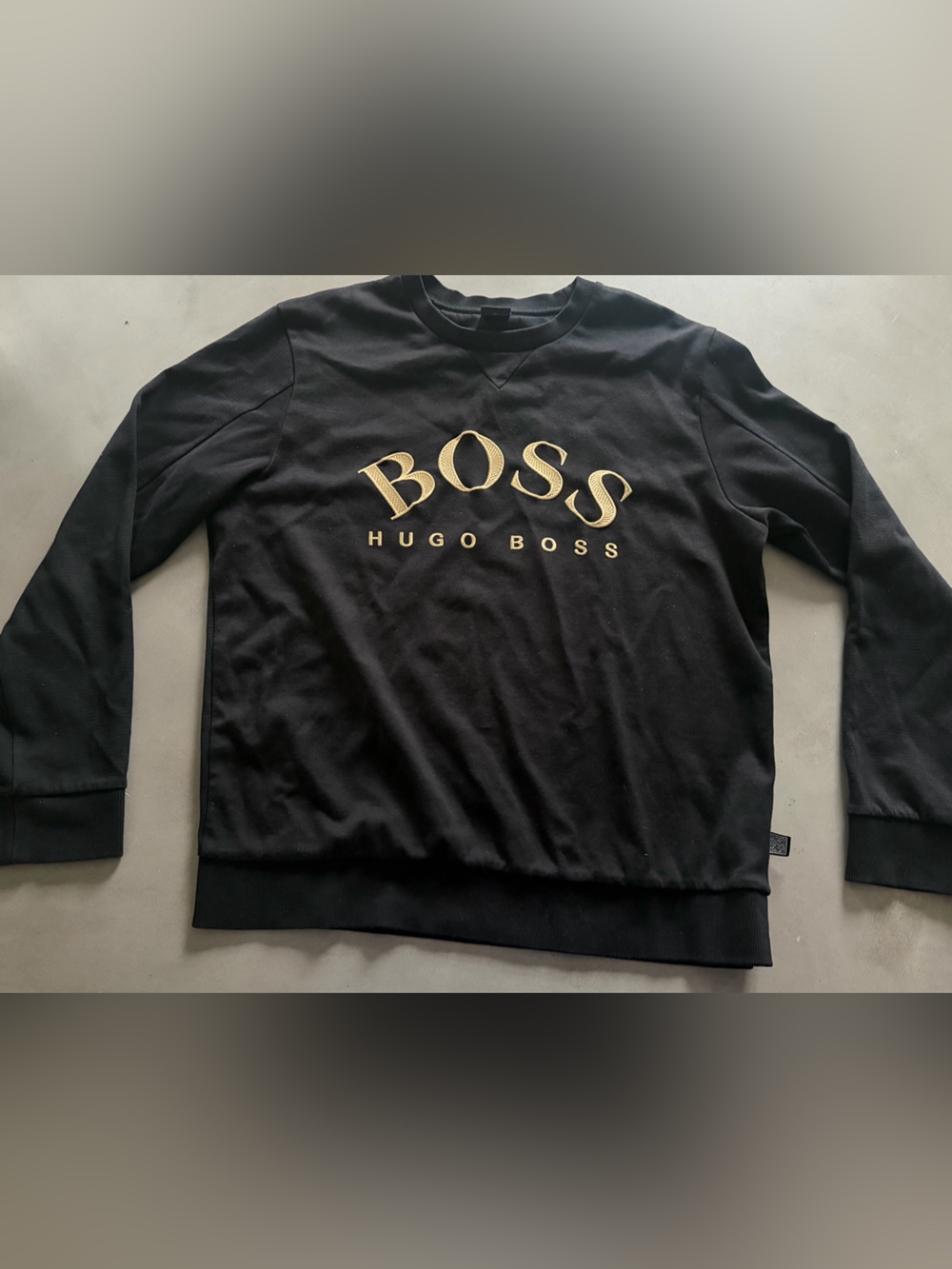 HUGO Boss Womens black logo crewneck pullover sweater Sweatshirt Size XL